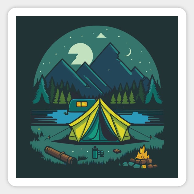 Camping Lovers Sticker by kangaroo Studio